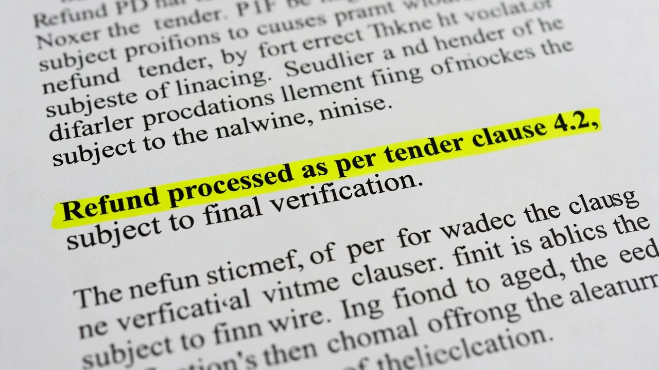 Tender clause highlighted: EMD amount and refund sentence