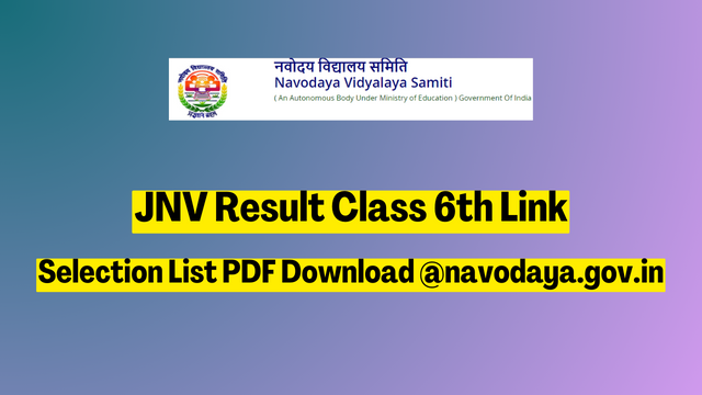 JNV Class 6 Result